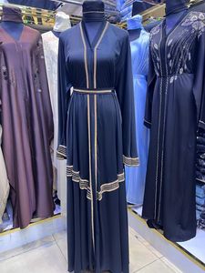 Best Selling Abaya Modest Dubai Beaded Sequined <b>Long</b> Sleeve Abaya Muslim Traditional Handmade Wedding Women Breathable V Neck - Product Image 3