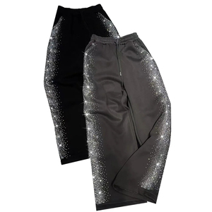 Pantalones deportivos de lentejuelas para hombre, cintura elástica, informales, negros y grises, de poliéster de peso medio, pantalones de moda de otoño, diseño personalizado, ajuste para hombre - Product Image 6