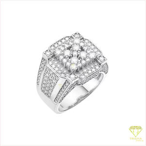 Anillo Cuadrado de Diamante Cultivado en Laboratorio de Plata 925 de Lujo para Compradores Mayoristas de Joyería - Product Image 4