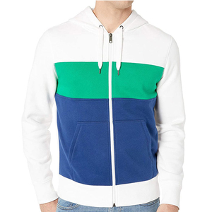 Sudadera con Capucha Unisex con Bloques de Color y Cierre de Cremallera, Blanca, Verde y Azul, con Bolsillos, Estilo Casual, Corte Regular, Tejido FRENCH TERRY para Otoño - Product Image 5