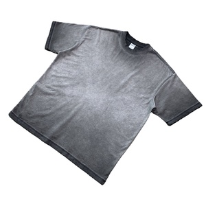 <b>High</b> Quality Men's Oversized Retro Mineral Wash O-<b>Neck</b> Vintage <b>High</b> Street Style Digital Acid Wash Cotton T-Shirt Heavy Relaxed - Product Image 1