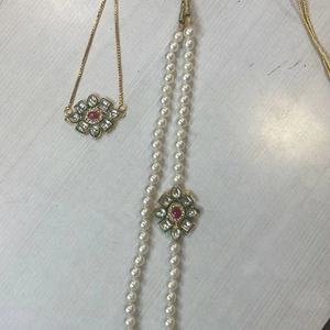 Wholesale Lot Kundan Mala With <b>Bracelet</b> <b>Bridesmaids</b> Return Gifts Welcome Mala With <b>Bracelet</b> Wedding Gift - Product Image 1