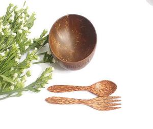 Juego de Tazones de Coco Tallados a Mano Tradicionales, Tazón de Coco Orgánico Ecológico con Cuchara - Product Image 3