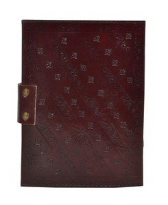 Handmade Leather <b>Travel</b> <b>Journal</b> with Metal Latch Retro Embossed MandalaFloral Pattern Blank Deckle Edge Paper Diary - Product Image 3