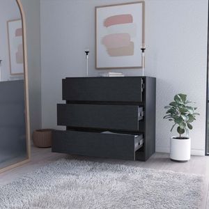 Commode Avra à 3 tiroirs avec plateau et façade en bois manufacturé, élégante commode à tiroirs - Product Image 4