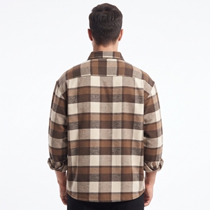 Chemise Classique à Carreaux pour Homme, Trois Tons, Boutonnée, Coupe Ample, Manches Longues, Tissée, Décontractée, Vente en Gros OEM, Fourniture Personnalisée - Product Image 6