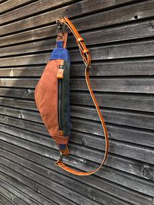 Sac bandoulière vintage en cuir et toile, sac de voyage décontracté et tendance pour l'extérieur, étanche avec fermeture éclair LCSB-0012 - Product Image 6