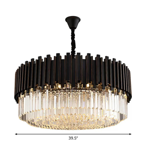 Lustre moderne Art Déco en laiton noir, luminaire suspendu rectangulaire à tambours étagés, éclairage économique 2700K blanc chaud doux <span class=keywords><strong>pour</strong></span> salle à manger - Product Image 6