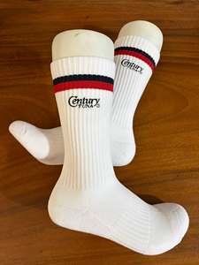 Chaussettes blanches Century Tuna à rayures avec logo, en coton respirant, pour adultes, décontractées, printemps - Product Image 2