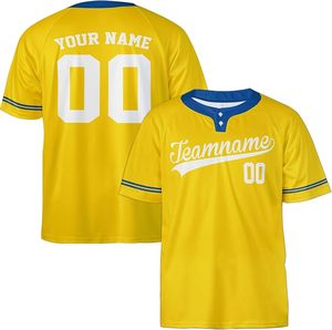 Camiseta de Softbol Personalizada con Dos Botones - Camiseta de Béisbol con Nombre, Número y Logotipo, Uniforme de Equipo para Hombres, Mujeres, Jóvenes y Niños - Product Image 1