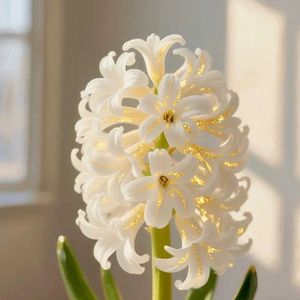 Jacintos de Vetas Doradas Premium, Flores Decorativas Únicas Blancas y Doradas, Regalo Perfecto para Familiares y Amigos - Product Image 4