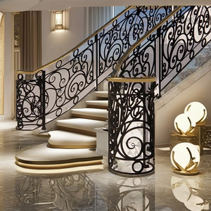 Barandilla de Escalera Moderna de Hierro Forjado, Diseño Personalizado, Balaustres Decorativos de Hierro Negro Forjado a Mano para Escaleras Interiores Elegantes - Product Image 4