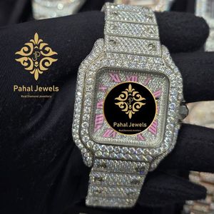 นาฬิกาข้อมือเพชรทรงสี่เหลี่ยมหรูหรา Pahal Jewels สำหรับผู้หญิง ตัวเรือนสแตนเลสสตีล หน้าปัดควอตซ์อนาล็อกขนาด 30 มม. กระจกแซฟไฟร์ ตัวล็อคแบบผีเสื้อ - Product Image 1