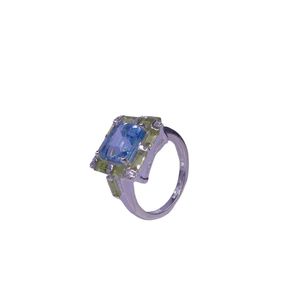 Anillo Clásico de Plata de Ley 925 con Topacio Azul para Mujer, Joyería Plateada para Bodas - Product Image 1