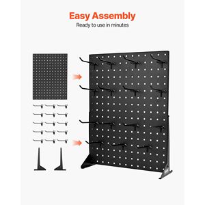 Soporte de exhibición negro <span class=keywords><strong>Pegboard</strong></span> con 15 ganchos Solución de exhibición de panel único - Product Image 5