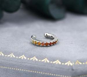 Manchette d'oreille dégradée en argent sterling, manchette d'oreille ombrée, boucles d'oreilles minimalistes sans perçage, manchette d'oreille simple - Product Image 4