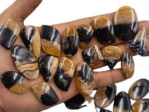 Cabochon d'agate de palmier naturelle de haute qualité, de forme ovale et de couleur marron |   Pierres brutes polies pour la fabrication de bijoux |   Fournisseur en gros - Product Image 3