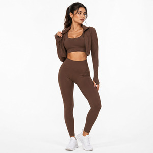 Women 3 Piece Set <b>Workout</b> Sport Bra Training <b>Jacket</b> Compression Leggings 3 Piece Set Women's <b>Workout</b> Wear 3 Piece Activewear - Product Image 1