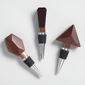 Lot de 3 bouchons à vin en acier inoxydable, bouchons de bouteille de bière et de champagne en bois, style classique, bouchons de bouteille amovibles facilement - Product Image 3