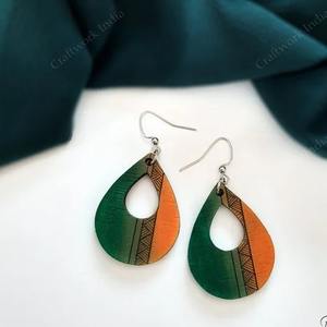 Pendientes de Madera en Forma de Lágrima Verde Naranja, Ligeros y Elegantes, Ideales para Cumpleaños, Aniversarios y Regalos, en Oferta - Product Image 3