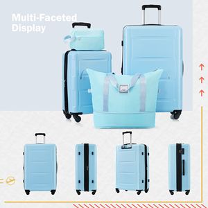 Set di bagagli in ABS leggeri in 2 pezzi con ruote Spinner espansibili con lucchetto da 20 pollici + valigia da 24 pollici con ruote - Product Image 3