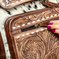 Sac à dos de voyage d'été pour femme en cuir de vachette véritable, style western vintage marron et blanc, résistant à l'eau, avec logo animalier