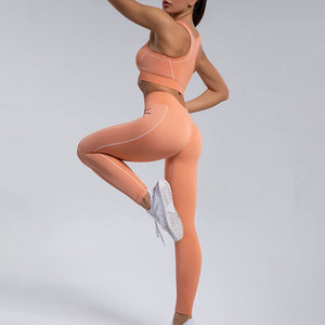 Custom Made Women's Yoga Set <b>Spandex</b>/Nylon 2-Piece Breathable High-Waisted Sleeveless Top & <b>Shorts</b> <b>with</b> Elastic Waistband - Product Image 2