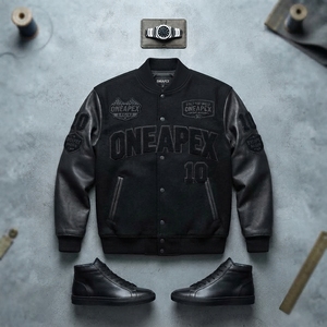 Men's Black <b>Racing</b> <b>Jacket</b> Leather Sleeves Letterman Bomber <b>Jacket</b> Motorsport Streetwear Custom Wholesale - Product Image 6