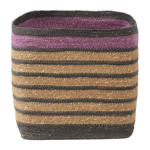 Pacific Lifestyle Purple Seagrass Stripe <b>Square</b> <b>Basket</b> Handmade <b>Storage</b> <b>Basket</b> Wholesale eco-friendly Made in Viet Nam - Product Image 1
