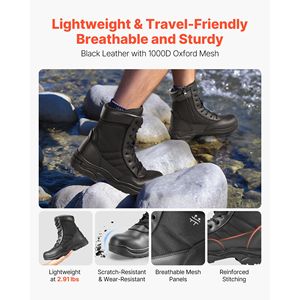 Stivali Tattici da Combattimento da Uomo 8 Pollici, Leggeri e Traspiranti, con Cerniera Laterale per Moto, Scarpe di Sicurezza Interceptor - Product Image 5