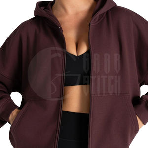 Custom <b>Zip</b> <b>Up</b> Hoodies Women Knitted Zipper Hooded Sweatshirt - Product Image 2