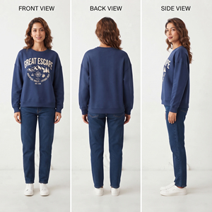 <b>Women's</b> Graphic Printed Sweatshirt 100% Cotton Fleece Drop Shoulder Tee <b>Women</b> Winter Wear Sweat Tee Casual Loose Fit Sweatshirts - Product Image 5