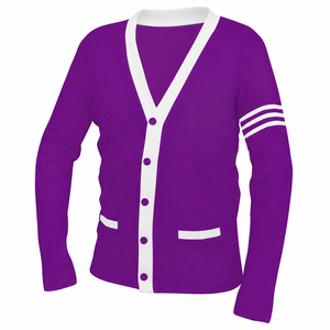 Custom Logo Sorority <b>Cardigan</b> <b>Men</b> Private Label Embroidered Knit Sweater Autumn Striped 100% <b>Wool</b> <b>for</b> Retail Brands - Product Image 5