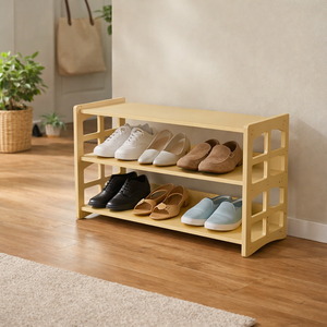 Meuble à chaussures en bois à 3 niveaux pour entrée, design minimaliste, armoire durable - Product Image 2