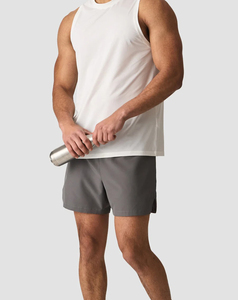 Men's White Cotton Tank <b>Top</b> O-Neck Solid Color Breathable Casual Knitted Style Polyester <b>Mesh</b> Solid Pattern 180 Grams - Product Image 4