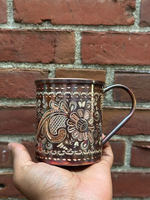 Taza de cobre de la mejor calidad, taza metálica tipo Mule con caja de regalo personalizada y diseño de barra de cobre de la India.
