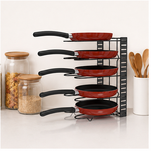 Factory Price 5 Tier <b>Pots</b> and Pans Organizer Rack for Kitchen Cabinet Metal Cookware Storage Stand & Frying Pan <b>Holder</b> - Product Image 3