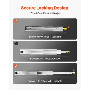 Guide per cassetti per impieghi gravosi da 30 pollici, 1 paio, con cuscinetti a sfera bloccabili, capacità di carico 250 libbre, estensione completa a 3 sezioni, montaggio laterale - Product Image 3
