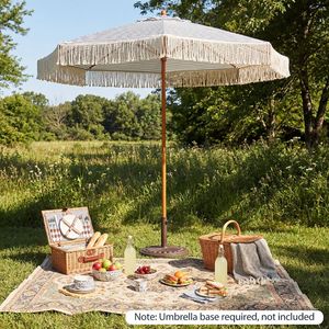 Ombrellone da Patio Boho con Frange da 2,1 m, Protezione Solare, Ombrellone da Spiaggia con Base in Cotone e Nappe per Giardino, Villa e Soggiorno - Product Image 2