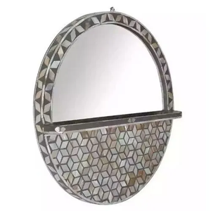 Miroir mural console en os incrusté fait main - Design rustique moderne, écologique, décoration de mariage et de maison, taille et couleur personnalisables - Product Image 2