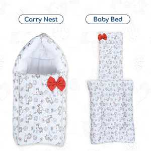 Polka Tots Baby Sleeping Nest Cotton Carry Pod Ropa de cama para Recién Nacido Saco de dormir con lazo-Estampado de unicornio Blanco - Product Image 3