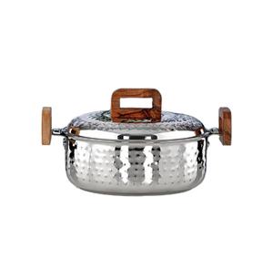 Modern Silver Dotted Hot Pot Stainless Steel Wood Handle Tempered <b>Glass</b> <b>Lid</b> Food Safe Eco-Friendly Home Kitchenware Wedding <b>Dish</b> - Product Image 2