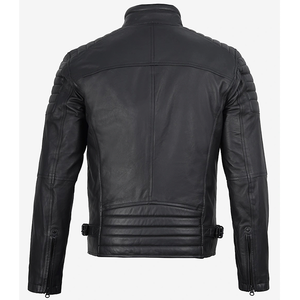 2026 OEM Hot Trending Original Black Cowhide Leather Jacket For Men's Zip Pockets 100%High Quality Low MOQ Winter Fashion Jacket - Product Image 2