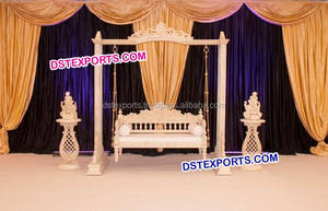 Peacock Design Golden <b>Swing</b> for Puberty Ceremony Golden <b>Wooden</b> Jhula for Wedding Functions Traditional Bridal <b>Seat</b> <b>Swing</b> - Product Image 5