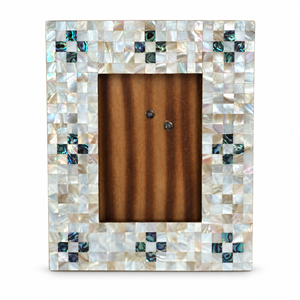 Marco de Fotos con Incrustaciones de Madreperla y Mosaico Plateado y Negro, Diseño de Concha Iridiscente, Proveedor Mayorista de Decoración para el Hogar - Product Image 3