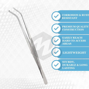 Pinzas de laboratorio multiusos Kocher Premium de 10 pulgadas con puntas aplanadas y dentadas 1x2, instrumentos médicos angulados - Product Image 5