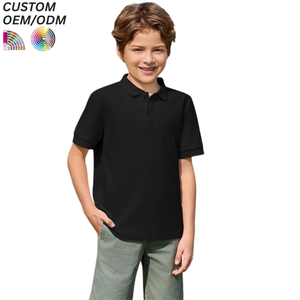 Camiseta Polo de Punto de Poliéster/Algodón de Alta Calidad al por Mayor, Camiseta Polo Informal con Botones en Contraste de Color para Niños - Product Image 1