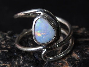 Australian Opal <b>Ring</b> <b>Adjustable</b>-925 Sterling <b>Silver</b>-October Birthstone-Opal Doublets-Handmade Jewelry-Gift For Her-MS - Product Image 2