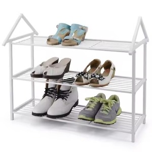 Modern 3 Tier Metal Shoe Rack Freestanding Space Saving Organizer for Entryway Home Furniture Minimalist Design White - Product Image 1