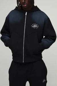 Unisex Navy Blue Hooded Tracksuit Full Zip Regular Fit Solid Color <b>Polyester</b> Sweatpants Side Pockets Spring Casual Wear 2 1 Dot - Product Image 3